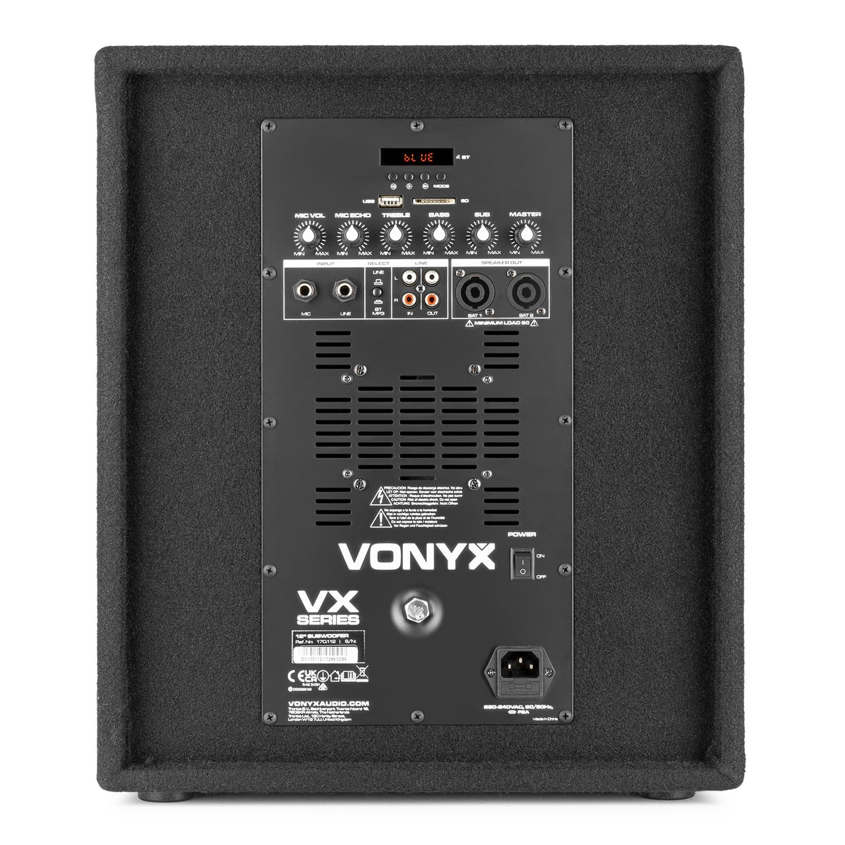 VONYX VX0812BT 2.1 Actieve Speakerset met 12 inch Subwoofer, Bluetooth en 8 inch Satellietspeakers