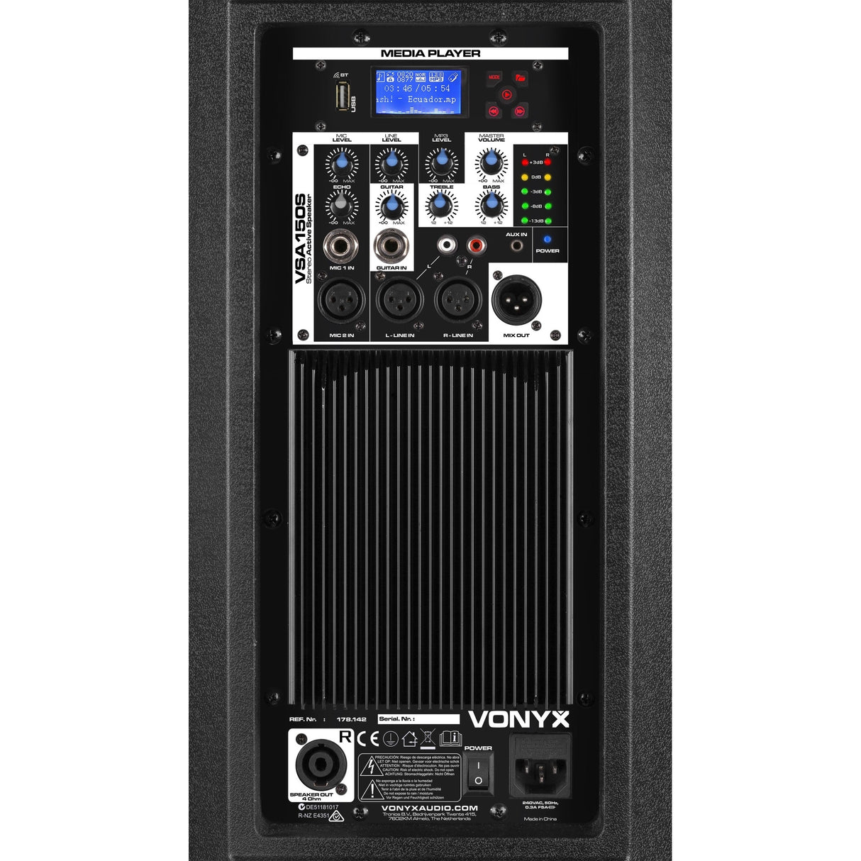 VONYX VSA150S 1000W Actieve Stereo Speakerset met Bluetooth, USB Speler en 15 inch Woofers