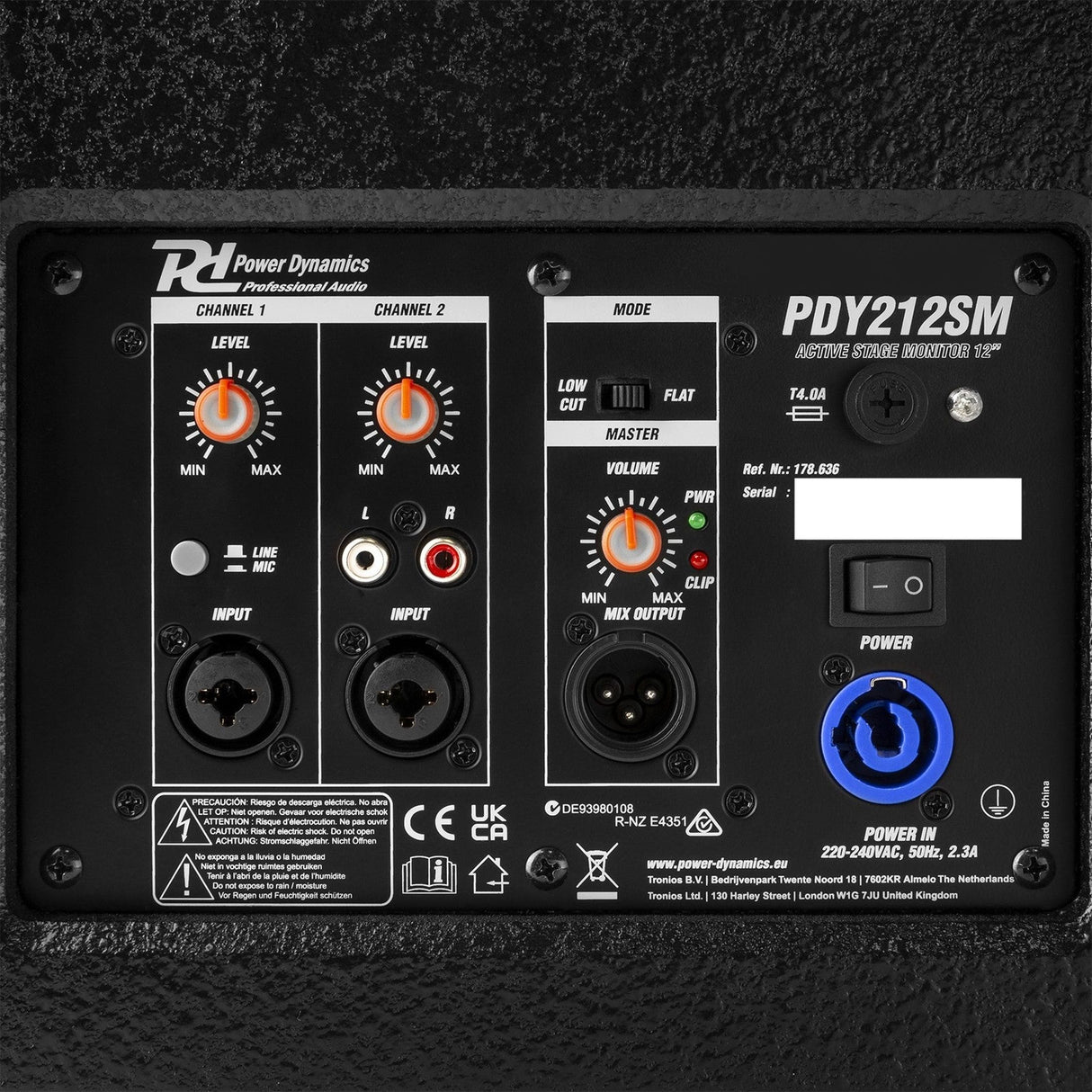 Power Dynamics PDY212SM Actieve Stage Monitor 700W met 12 inch Woofer en Bi-Amp Versterker