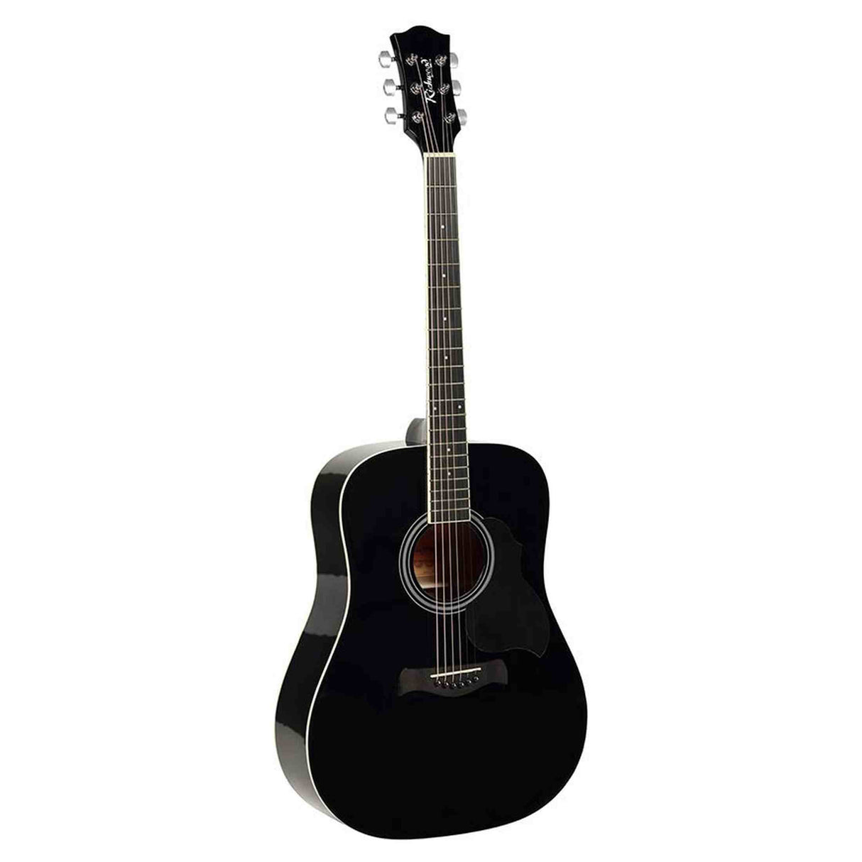 Richwood RD-12-BK akoestische gitaarset – dreadnought, zwart, met stemapparaat en standaard