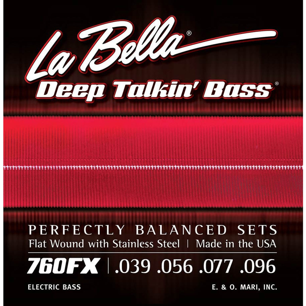 La Bella L-760FX snaren set elektrisch bass, stainless steel flatwound, extra light, 039-056-077-096