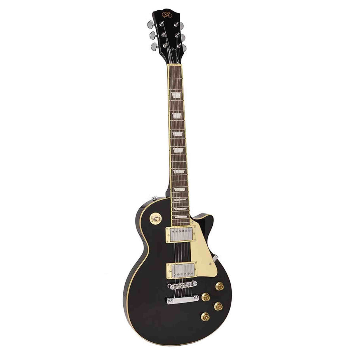 SX EF3-BK elektrische gitaar – LP Standard stijl, 2 humbuckers, mahonie/esdoorn, zwart