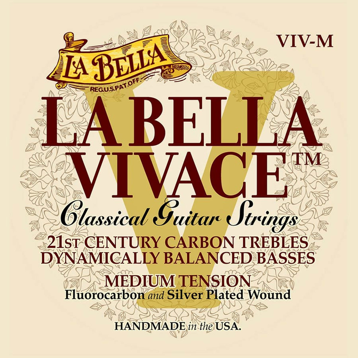 La Bella L-VIV-M snaren set classic, fluorcarbon trebles & silverplated basses, medium tension