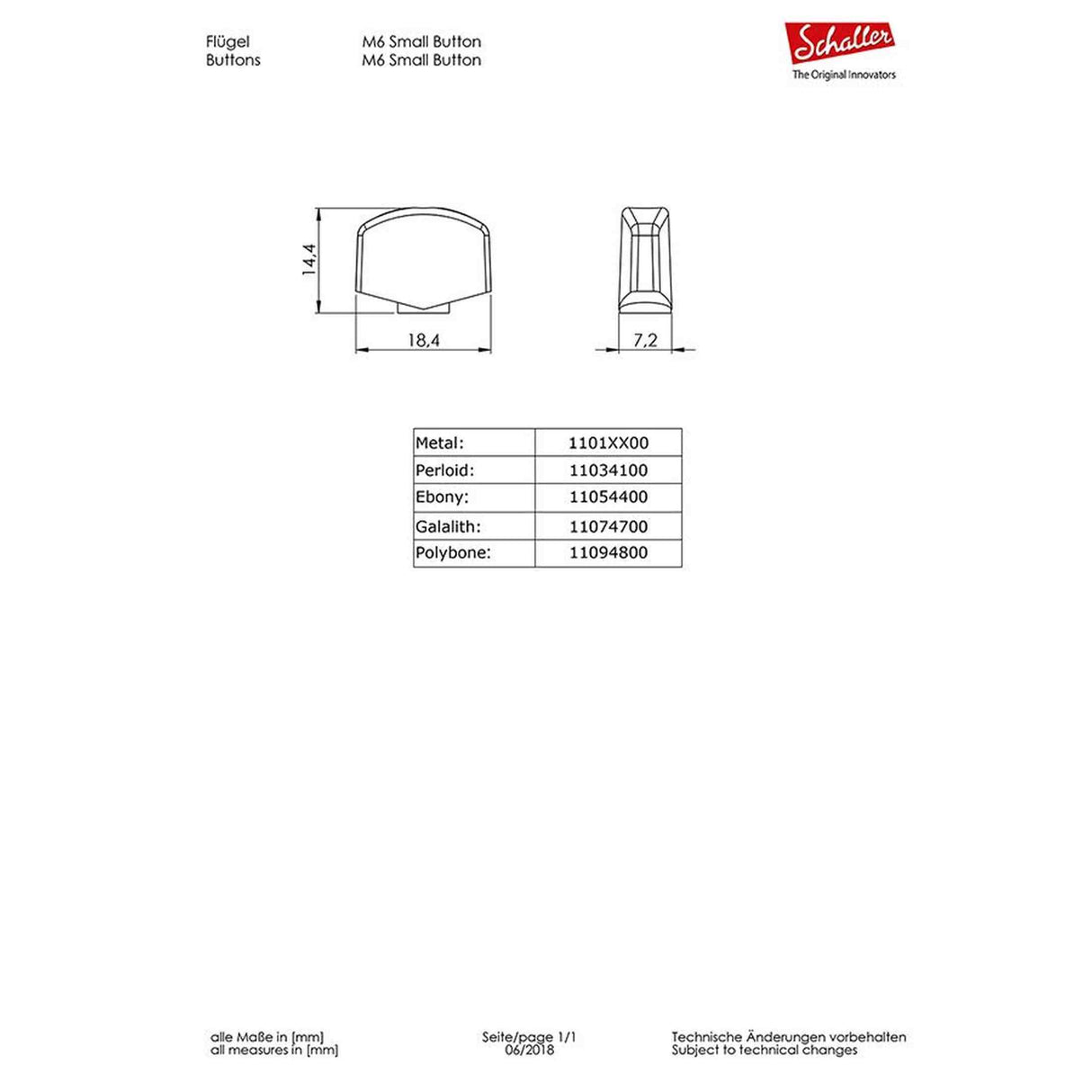 Schaller 0402200136 Stemmechanieken 6L met small metal pegs, solid shaft, chroom