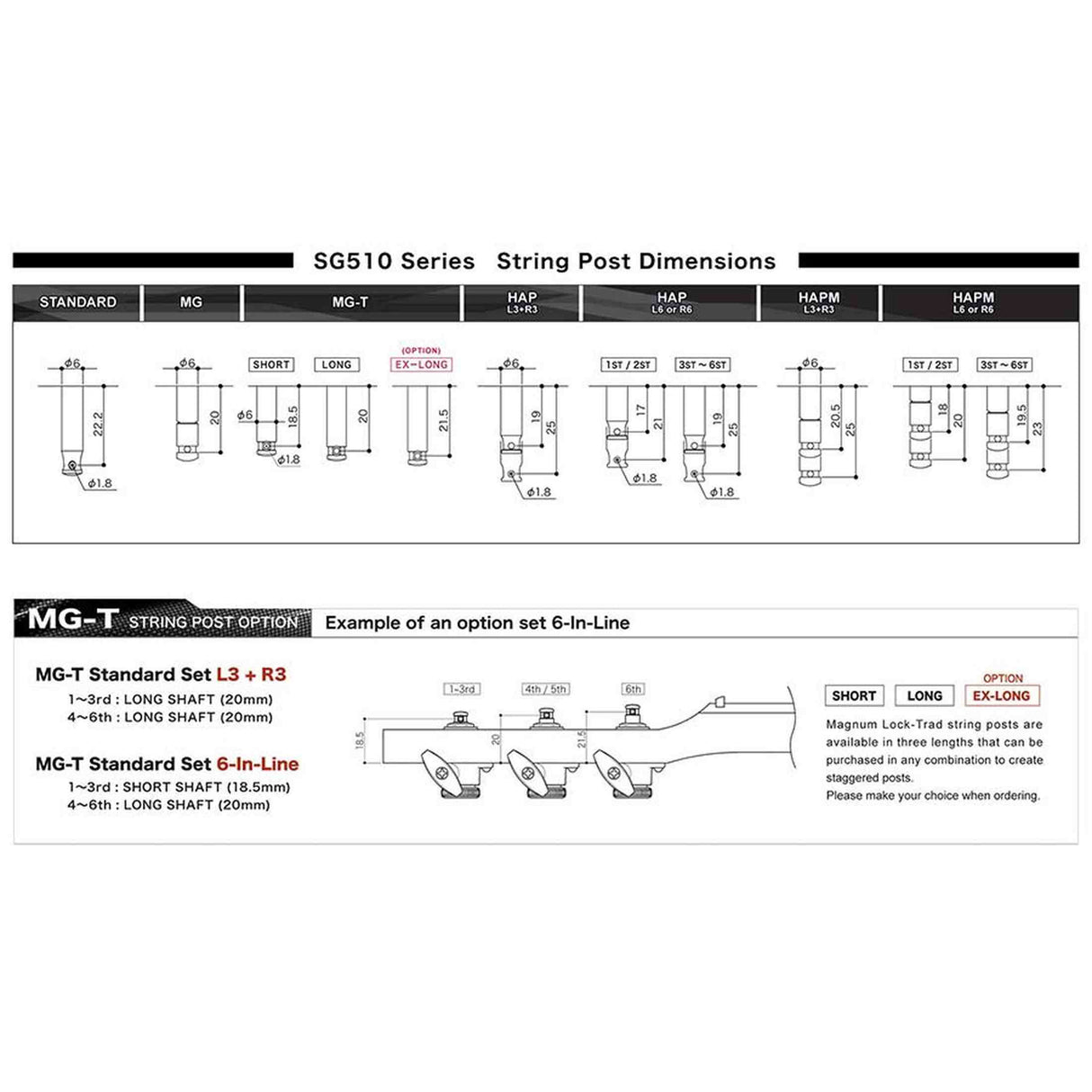 Gotoh GTH14580 SGS510 stemmechanieken met HAPM and S5 knoppen, 3L3R, chroom