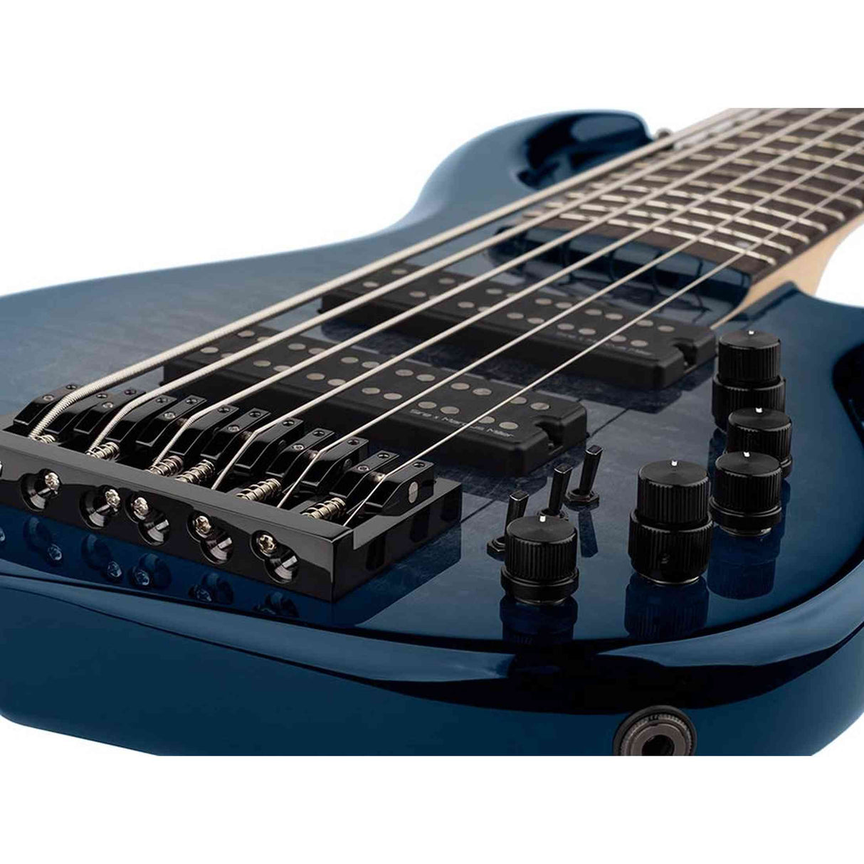 Sire M7+ A6/TBL Marcus Miller 6-snarige basgitaar, swamp ash met flame maple top, 35 inch, Heritage-3 preamp, Transparent Blue