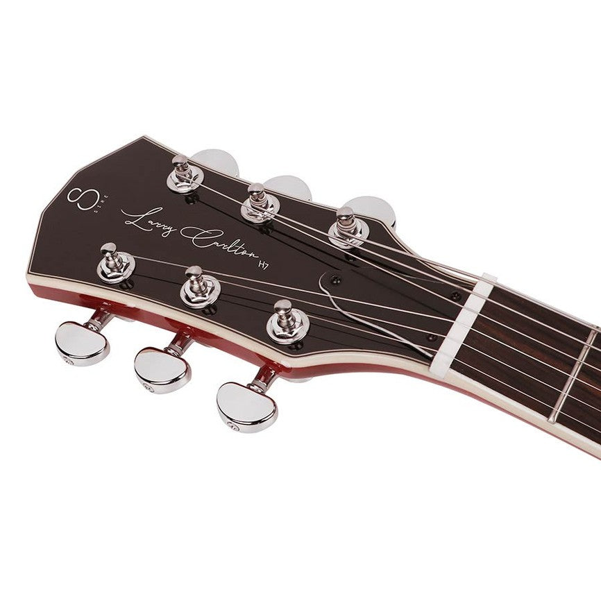 Sire Guitars H7L/STR Elektrische archtop gitaar linkshandig doorkijk rood