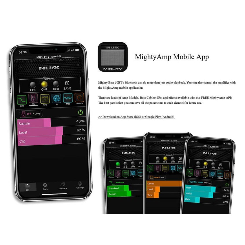 NUX Mighty Bass 50BT Digitale Basversterker met Bluetooth en Looper – 50 Watt