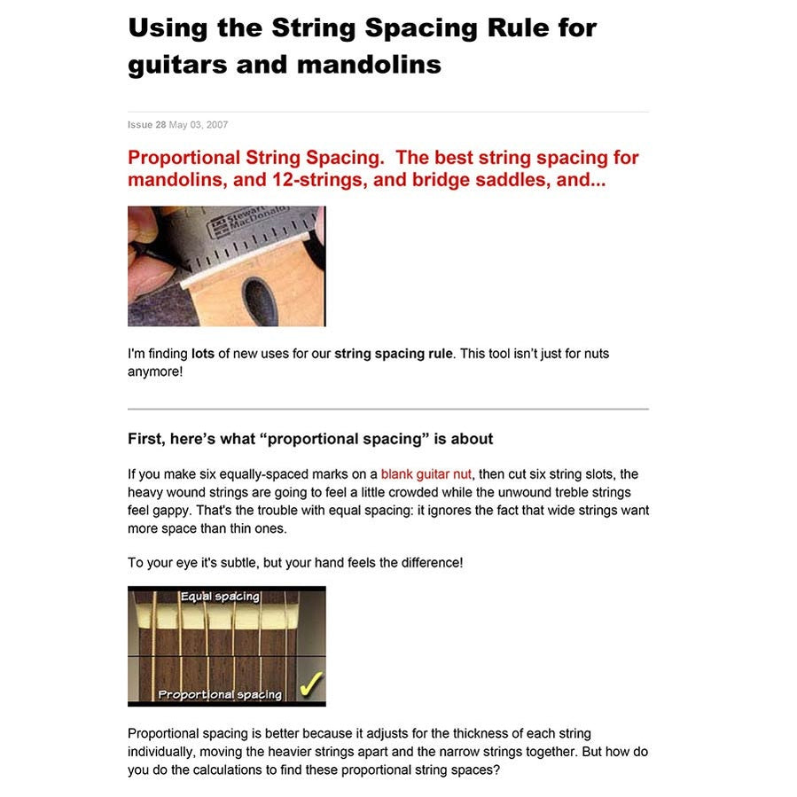 StewMac SM0673 Snaarverdelingsliniaal RVS