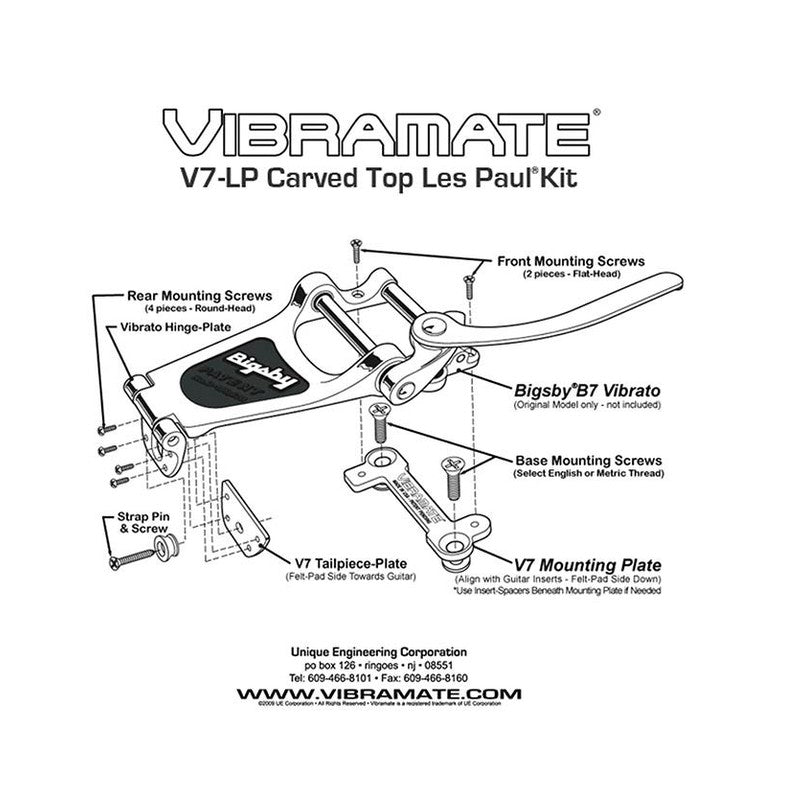 Allparts TP3770001 Vibramate Bigsby V7 voor Gibson Les Paul - Nikkel
