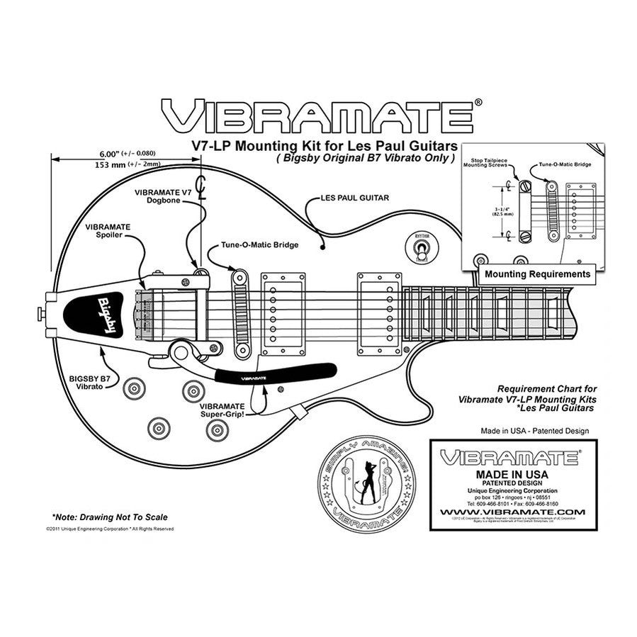 Allparts TP3770001 Vibramate Bigsby V7 voor Gibson Les Paul - Nikkel
