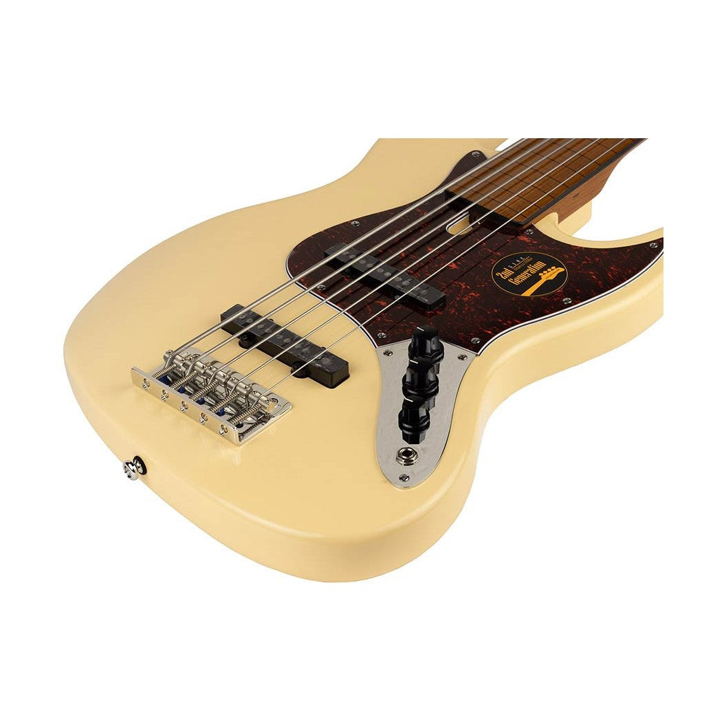 Sire V5 A5F/VWH Marcus Miller Fretless 5-snarige Basgitaar Vintage White