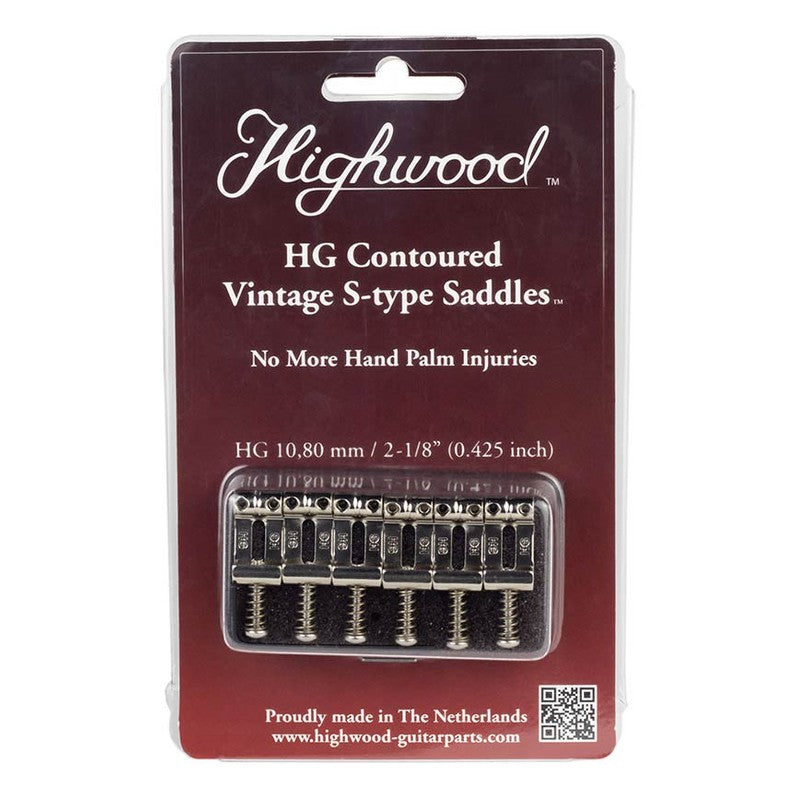 Highwood HG108-NI Contoured Vintage S-Style Brugzadels 10,8 mm – Nickel Set van 6