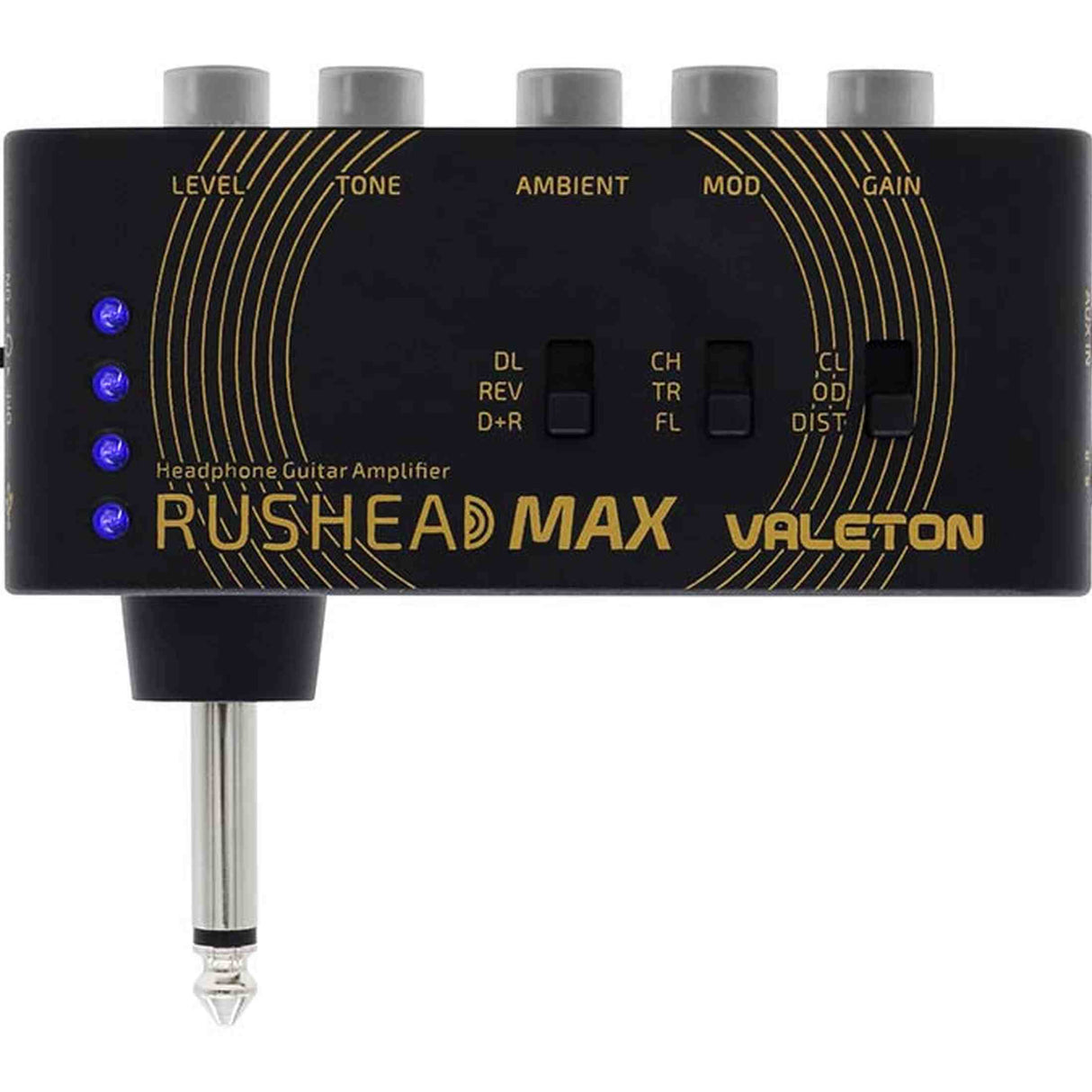Valeton RH-100 Oplaadbare hoofdtelefoonversterker voor gitaar met drive, effecten en USB-oplaadfunctie