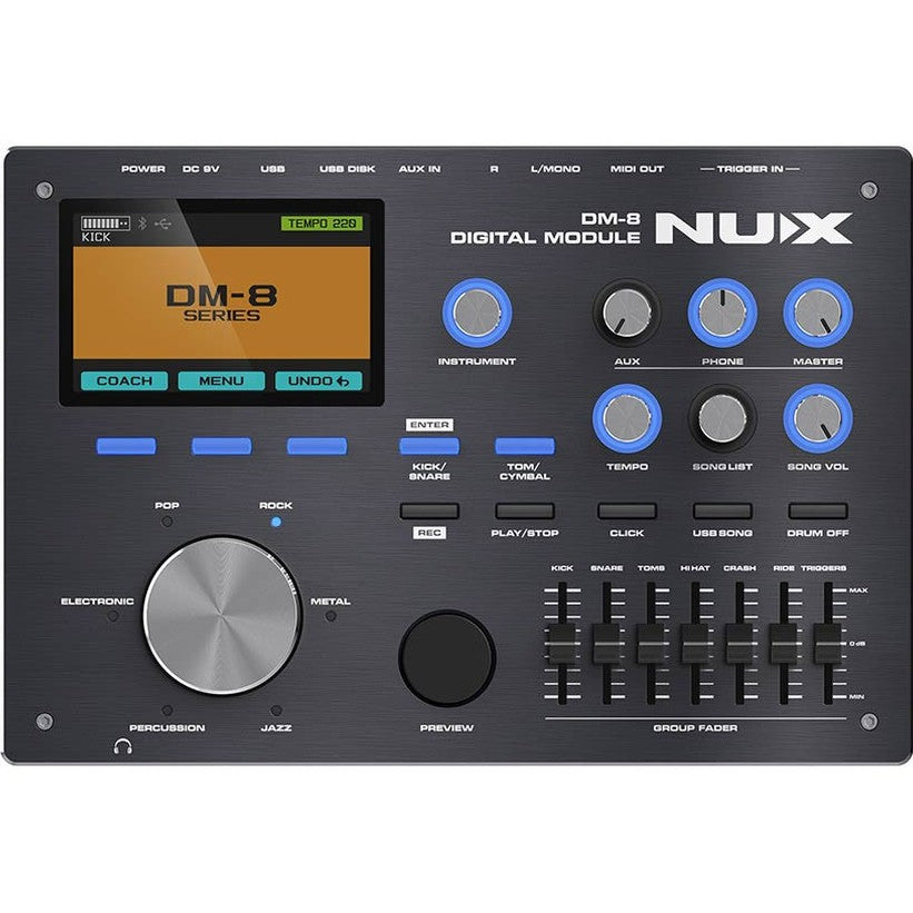 NUX DM-8 Elektronisch Drumstel met All Mesh Heads REMO en Multi-Track USB Audio