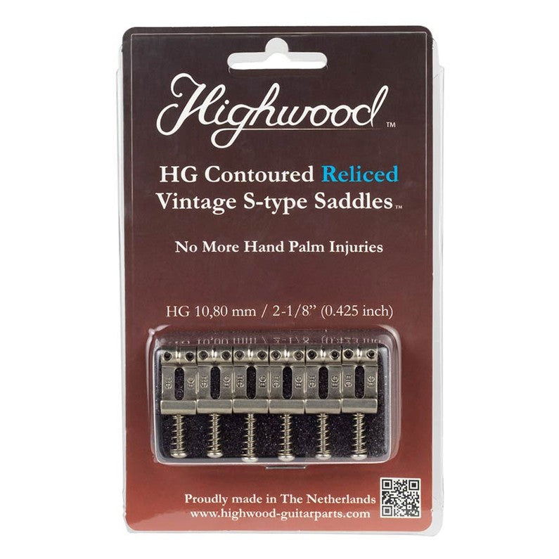 Highwood HG108-NIR/6 Contoured Vintage S-Style Brugzadels 10,8 mm – Nickel Relic Set van 36