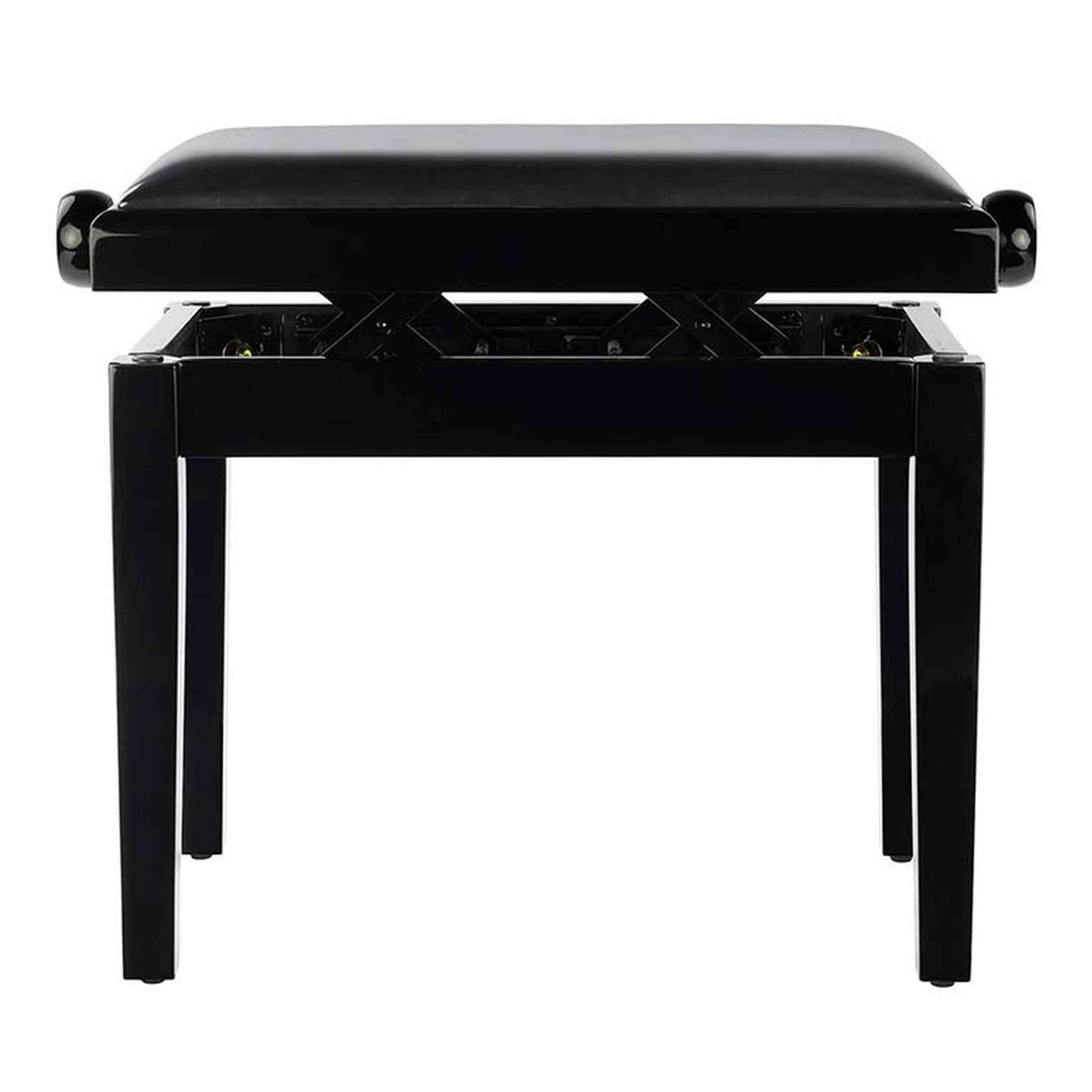 Boston PB2/2025 pianobank Deluxe – verstelbare zitting, dubbelkruis, hoogglans zwart met skai bekleding