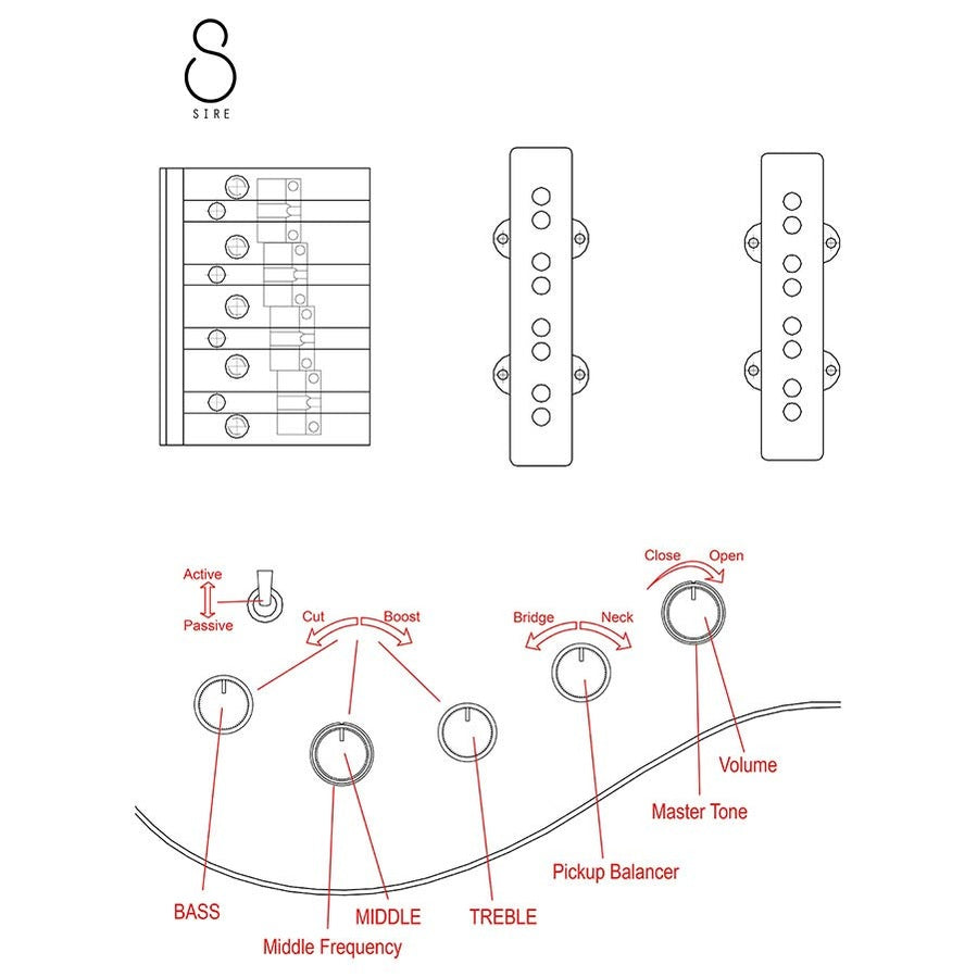 Sire V10 5/TGRS Marcus Miller 5-snarige actieve basgitaar Transparent Green Satin