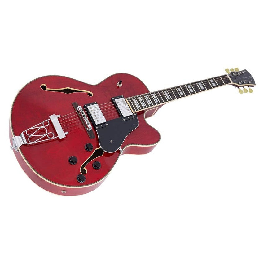 Sire Guitars H7F/STR Elektrische archtop gitaar, doorkijk rood