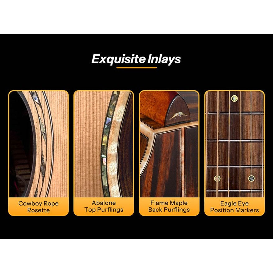 Bromo BAR6E Rocky Mountain Series parlor akoestische western gitaar Semi Akoestisch