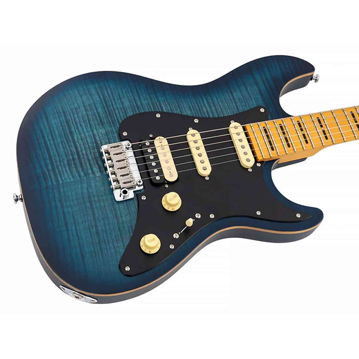 Sire S7N FM/TBL New Gen Larry Carlton elektrische gitaar – S-Style, flamed alder body, Transparent Blue Satin, HSS-configuratie, stainless steel frets
