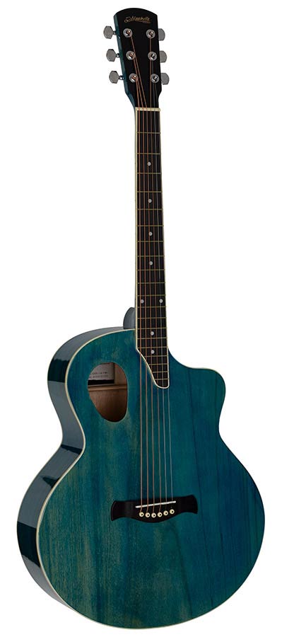 Nashville GOF-110-TBU Offset Soundhole Akoestische Gitaar Transparent Blauw