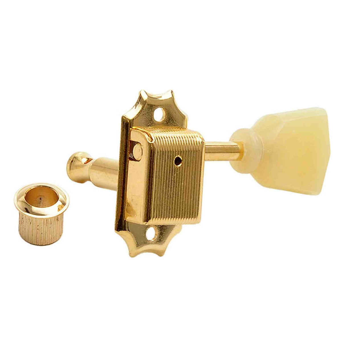 Kluson M3NLG Stemmechanieken voor gitaar "No Line", 3x links + 3x rechts met tulip knoppen, goud