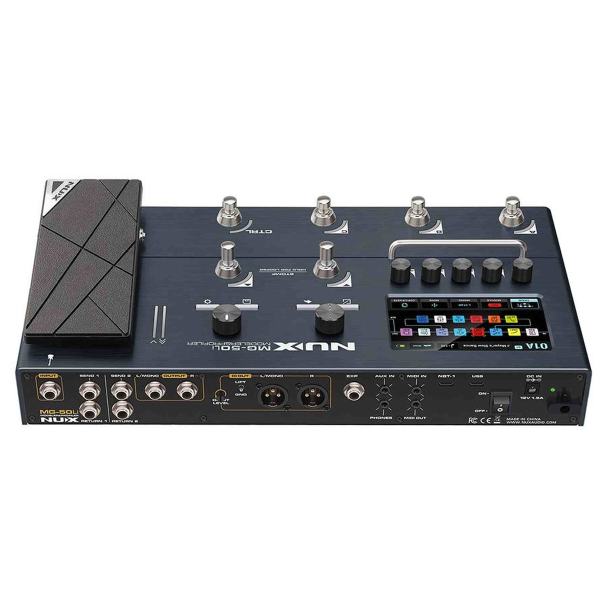 NUX MG-50Li DB Multi-Effects Processor met Amp Modeler, Profiler, Battery, USB Audio en Draagtas, Donkerblauw