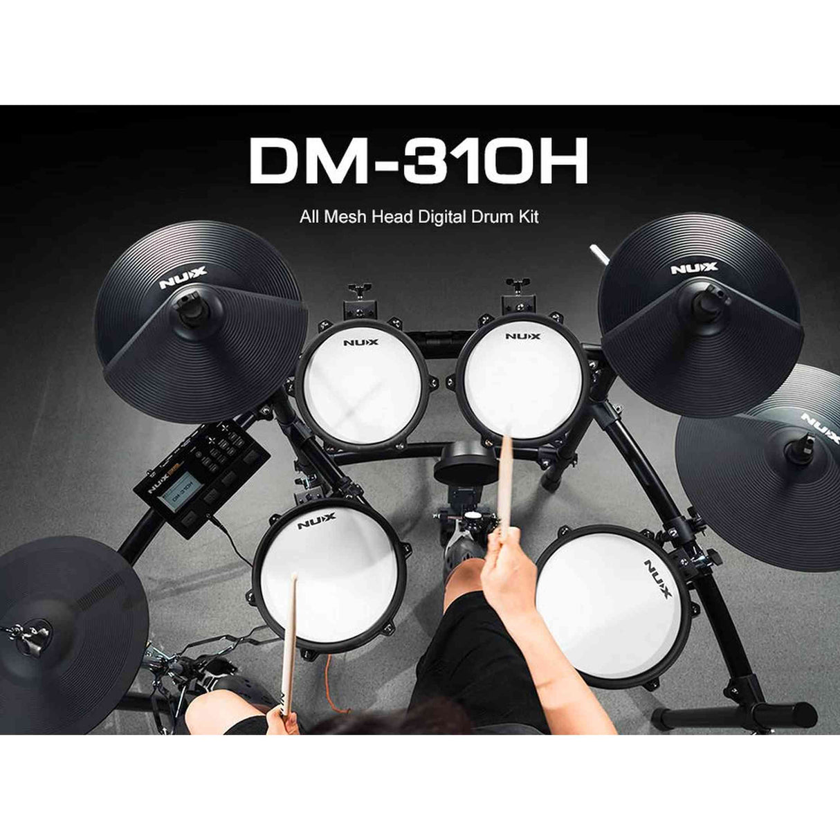 NUX DM-310H All Mesh Head Digitale Drumkit met 10" Snare, 8/8/10 Toms, 12"/14" Cymbals en Hi-Hat Stand