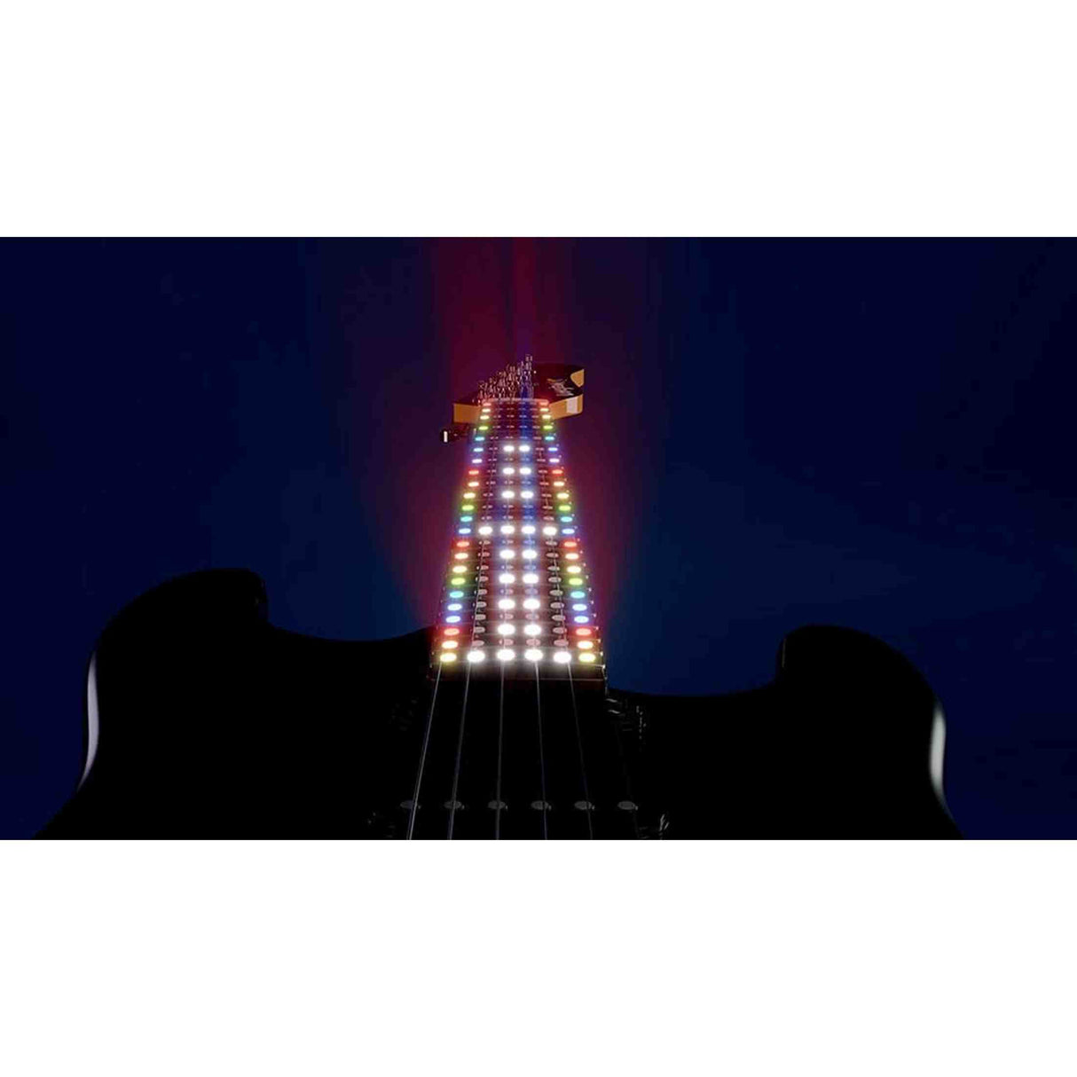 Litejam RGB24/WH elektrische gitaar – 24 frets, 144 RGB LED’s, HSH-configuratie, met gigbag, wit