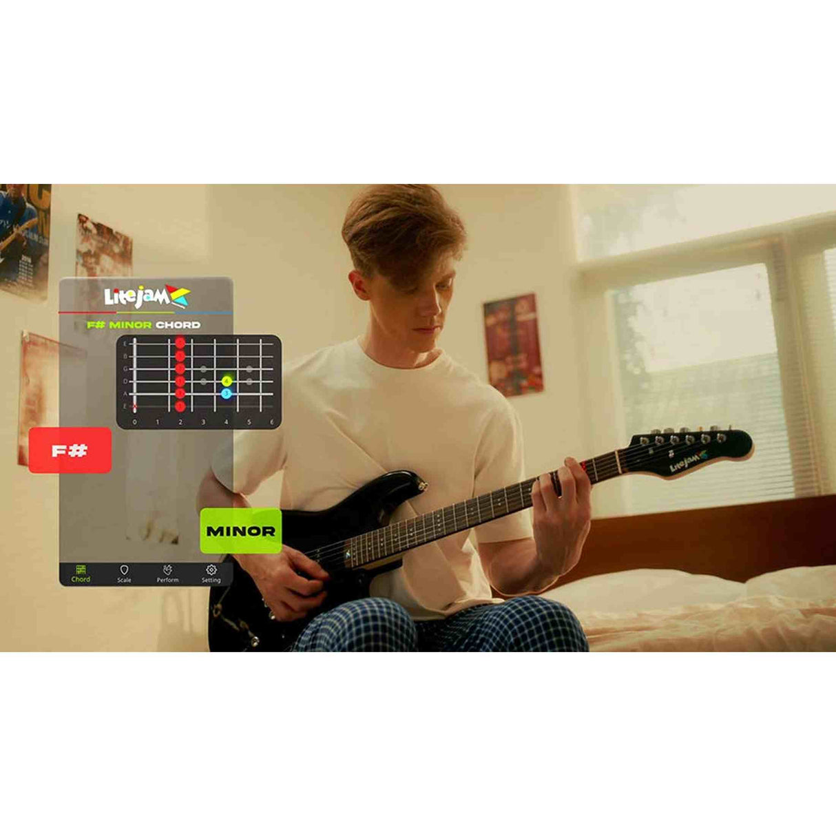 Litejam RGB24/WH Smart Learning E-Gitarrenset Weiß 24 Bünde HSH RGB LED