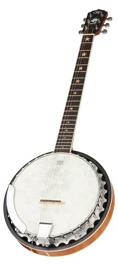 SX BJ566 6-Snarige Gitaarbanjo 11 Inch Aluminium Rim met Remo Fiberskyn Vel en Gigbag
