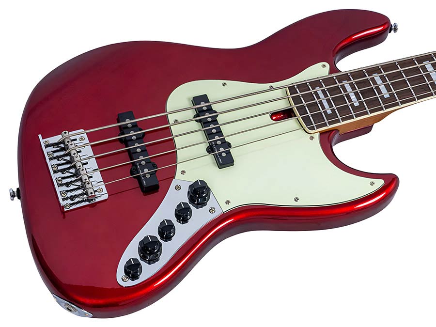 Sire V7N A5/CAR Marcus Miller 5-snarige Actieve Basgitaar Candy Apple Red met Elzen Body en Heritage-3 Preamp