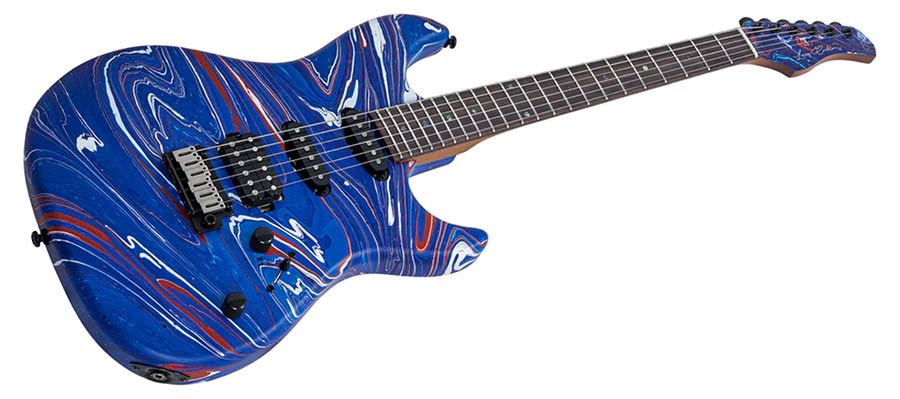 Sire S7 HSS/BLSW Larry Carlton S-Style Elektrische Gitaar Blue Swirl met Roasted Maple Hals en Locking Tuners