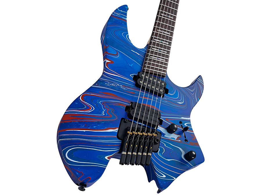 Sire X6H6/BLSW Larry Carlton Headless Elektrische Gitaar Blue Swirl met Tremolobrug en Gigbag