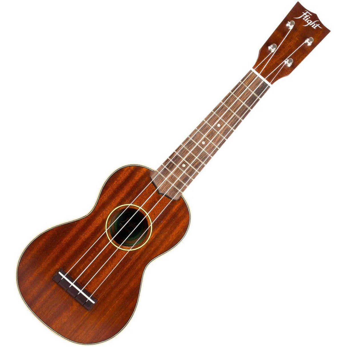 Flight MUS-2 Solid Mahogany Soprano Ukulele met Solid Mahogany Body, Gotoh Friction Tuners en Aquila Super Nylgut Snaren