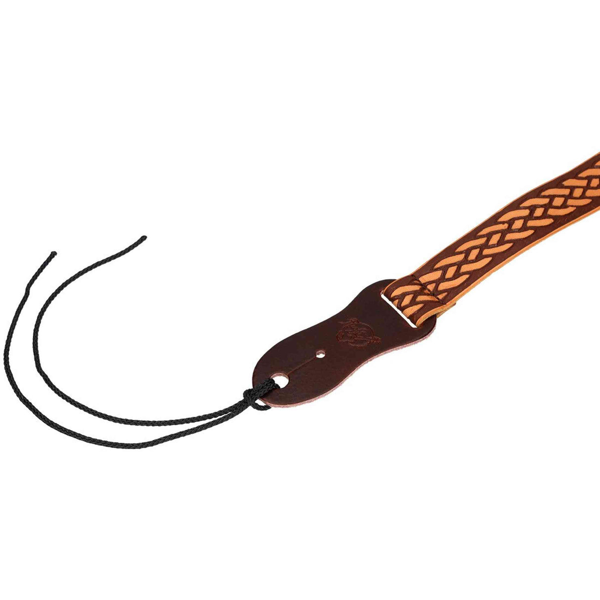 Flight S46 Hellbrauner Ukulelengurt aus veganem Nubukleder mit Flechtmuster und Kopfplattenbefestigung
