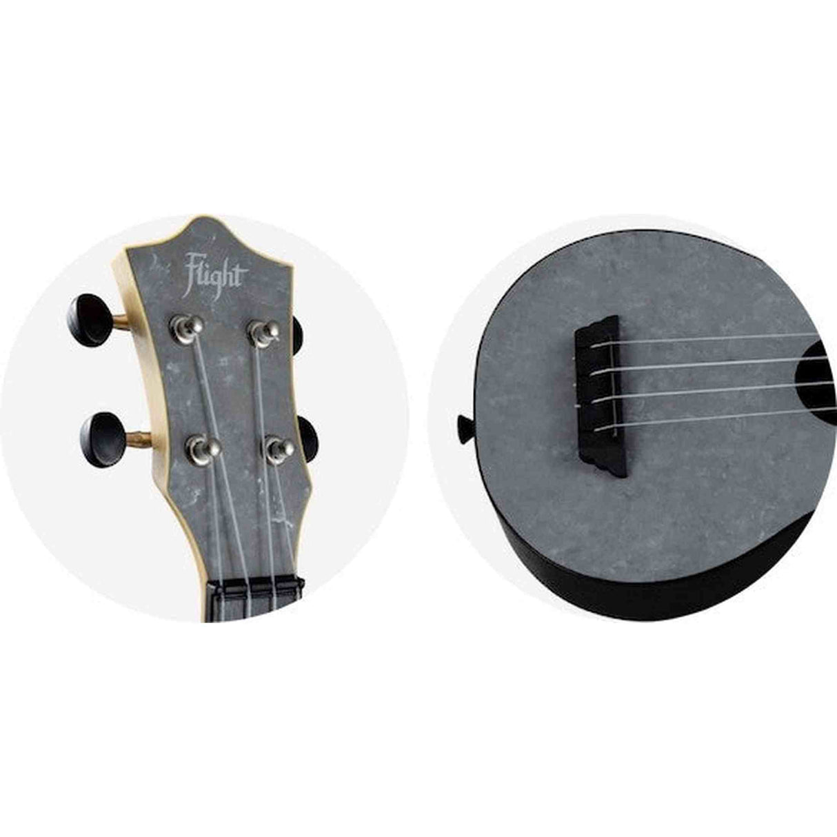 Flight TUS-65 SILVER Soprano Ukulele met Linden Top, ABS Body en Silver Afwerking