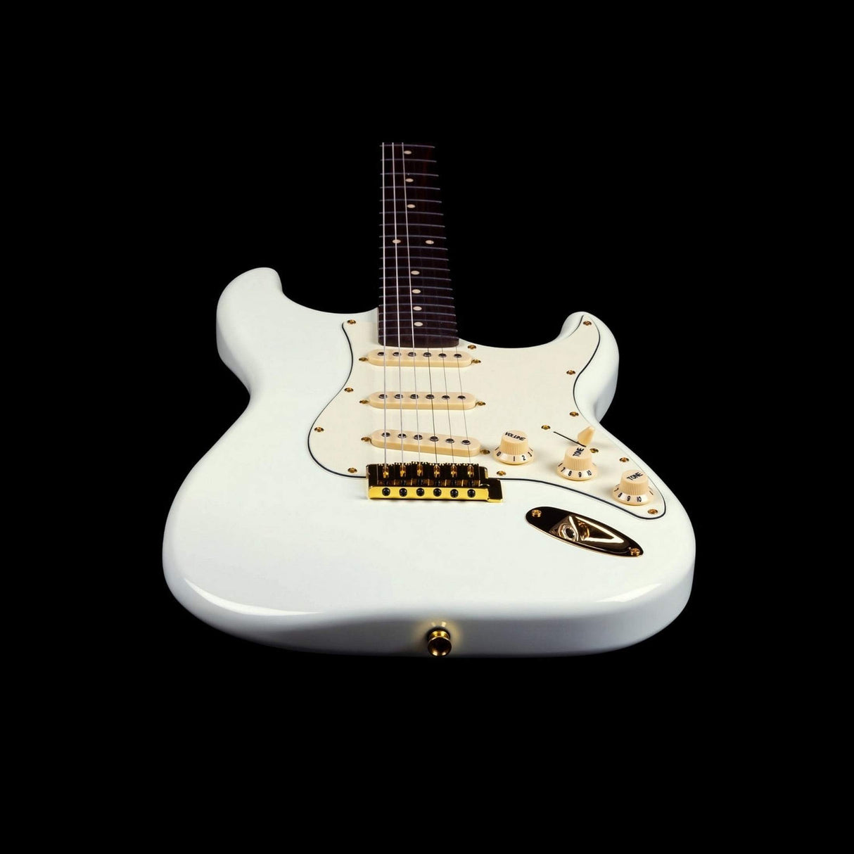 JET JS-380 OW G S-style Elektrische Gitaar SSS Alnico V Tremolo Goud Hardware Rosewood Toets Wit