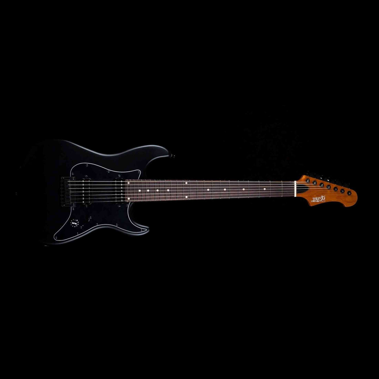 JET JS-407 MBK R 7-snarige S-style Elektrische Gitaar HH Vaste Brug Rosewood Toets Mat Zwart