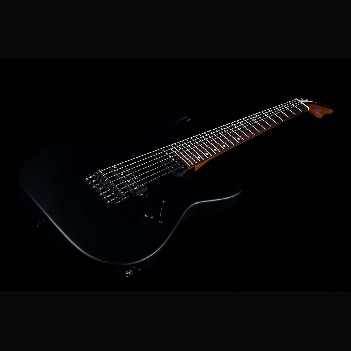 JET JS-507 BK Stygian 7-snarige S-style Elektrische Gitaar HH Vaste Brug Rosewood Toets Satijn Zwart