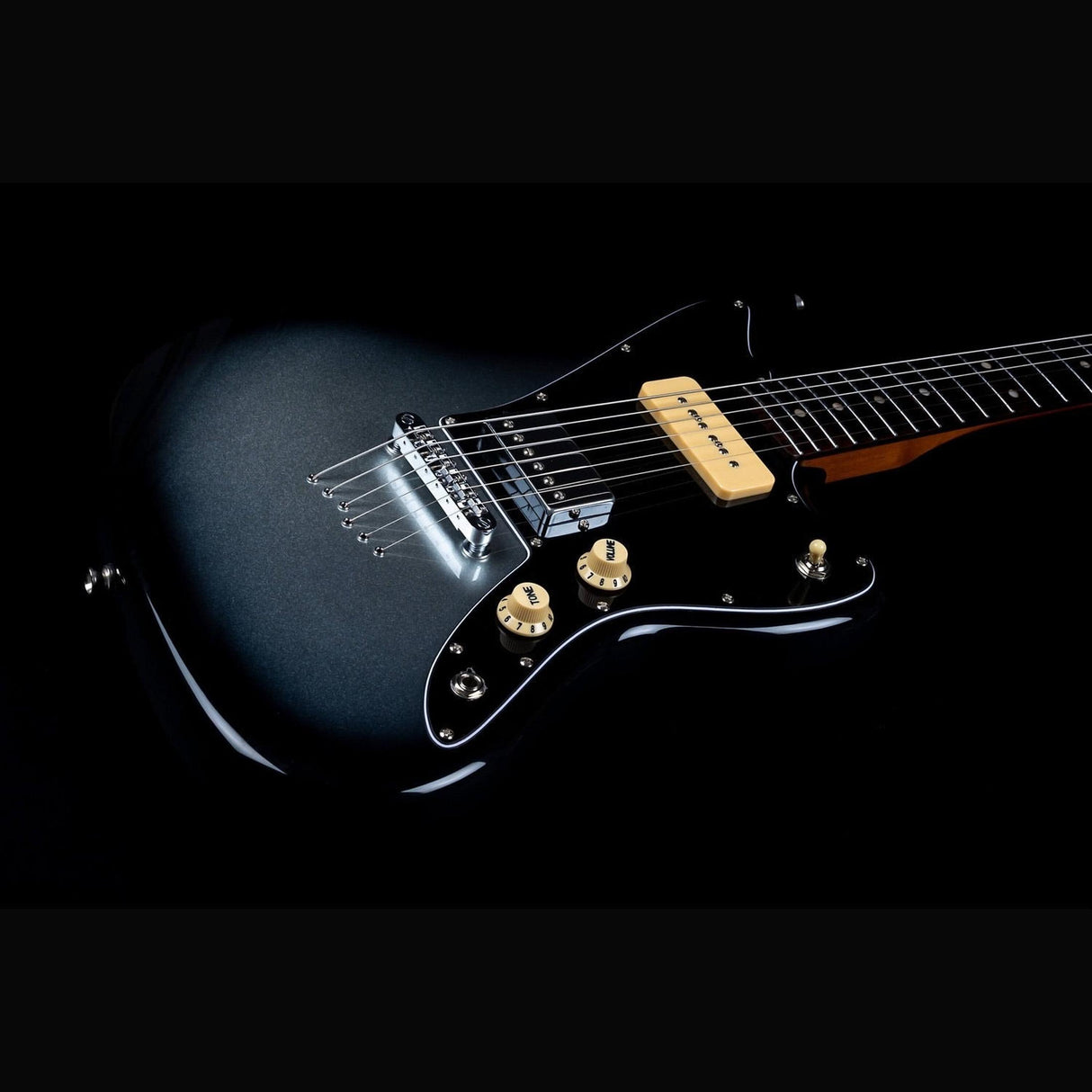 JET JJ-350 Baritone Moonburst Offset Elektrische Gitaar H + P90 Baritone 27 inch Rosewood Toets