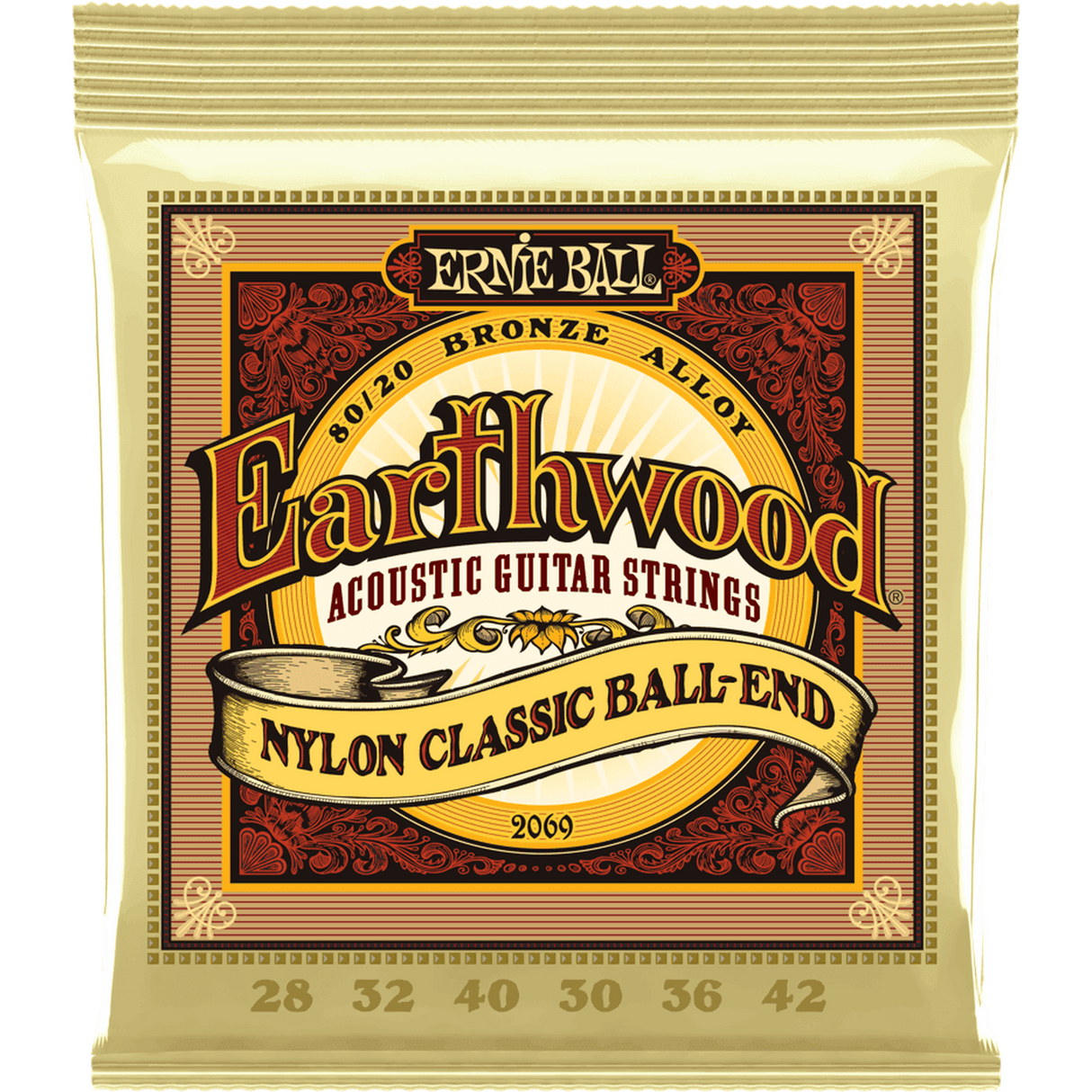 Ernie Ball 2069 Earthwood Folk Nylon Ball-End Snaren 028–042