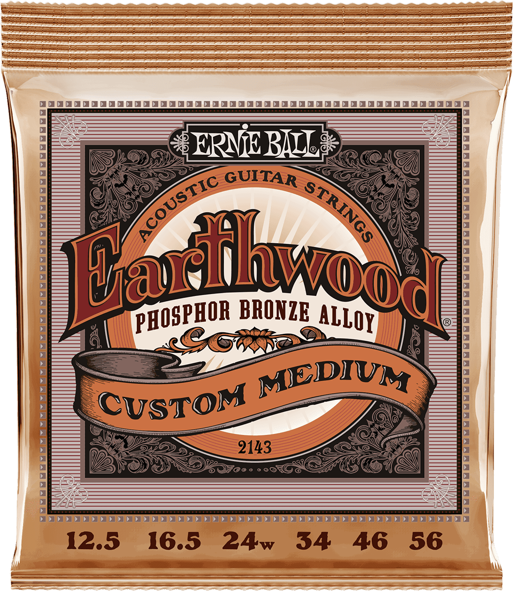 Ernie Ball 2143 Earthwood Fosforbrons Akoestische Gitaarsnaren Custom Medium 12.5–56