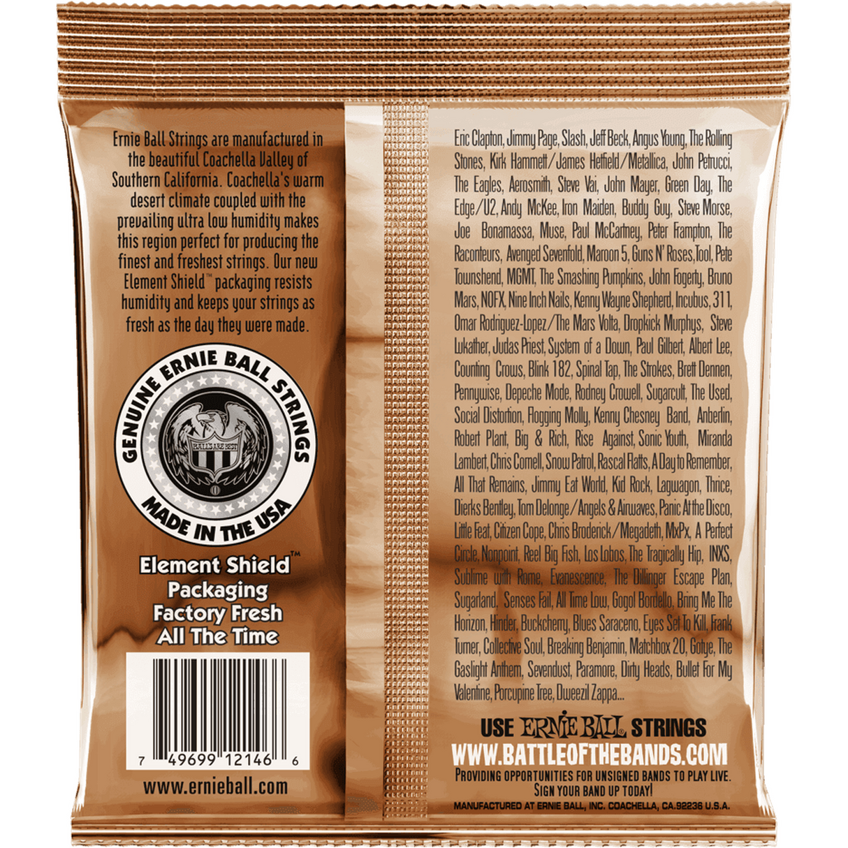Ernie Ball 2146 Earthwood Fosforbrons Akoestische Gitaarsnaren Medium Light 12–54