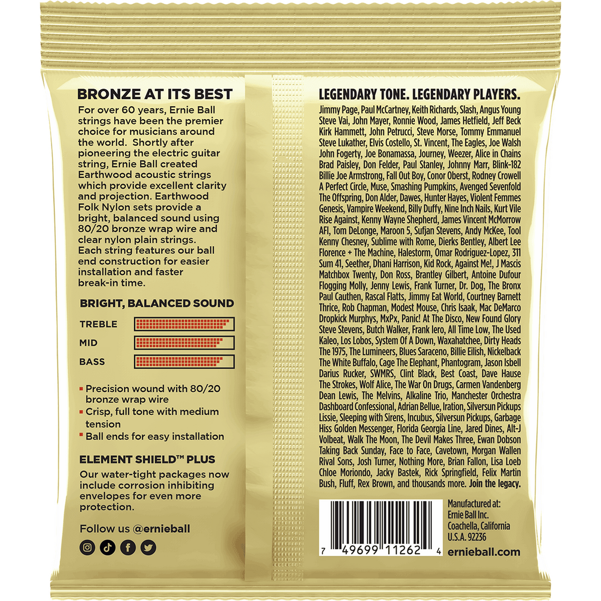 Ernie Ball 3069 Folk Nylon Ball-End Gitaarsnaren 28–42 3-Pack