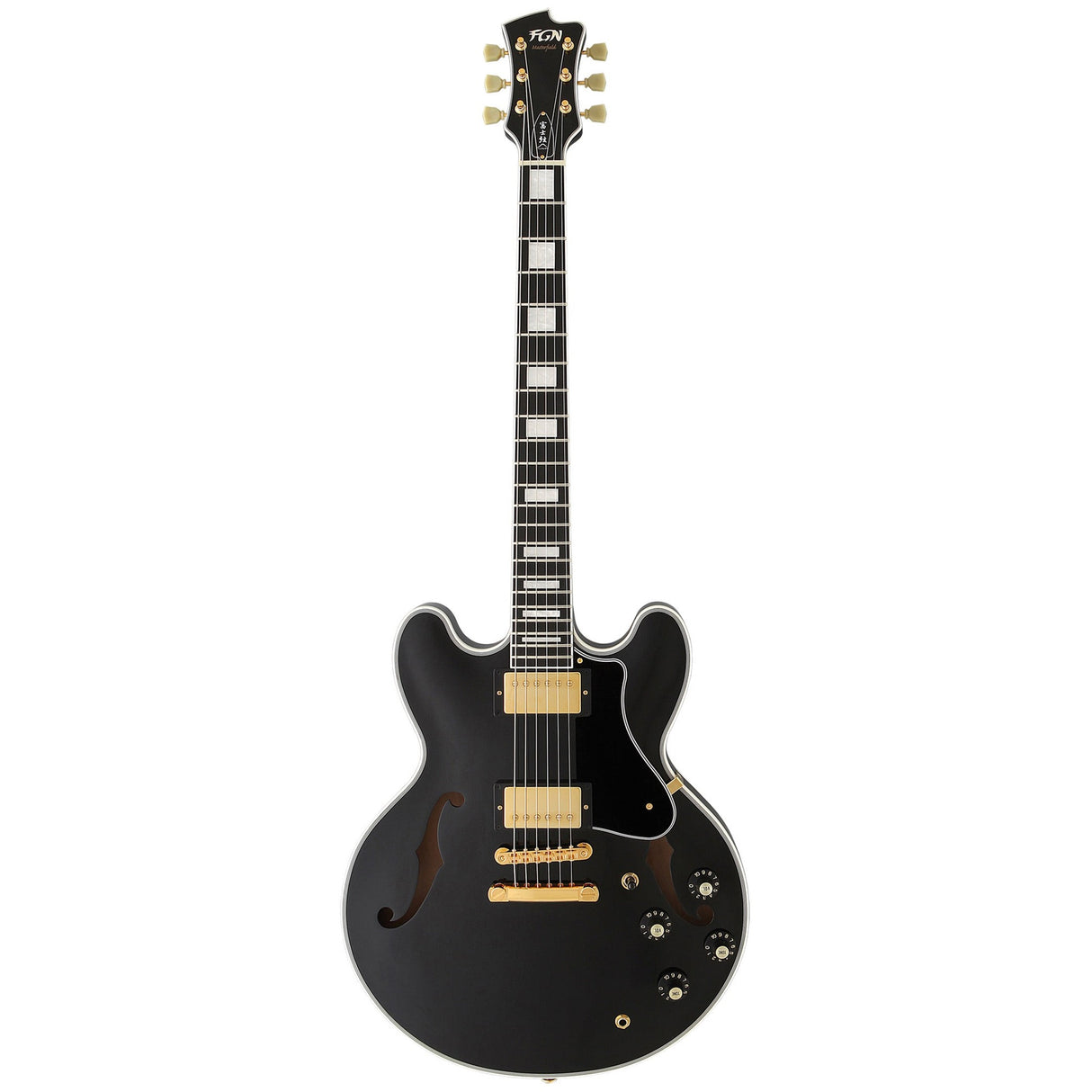 FGN Masterfield Semi Custom HH elektrische gitaar Zwart, Alnico 3 humbuckers, met koffer