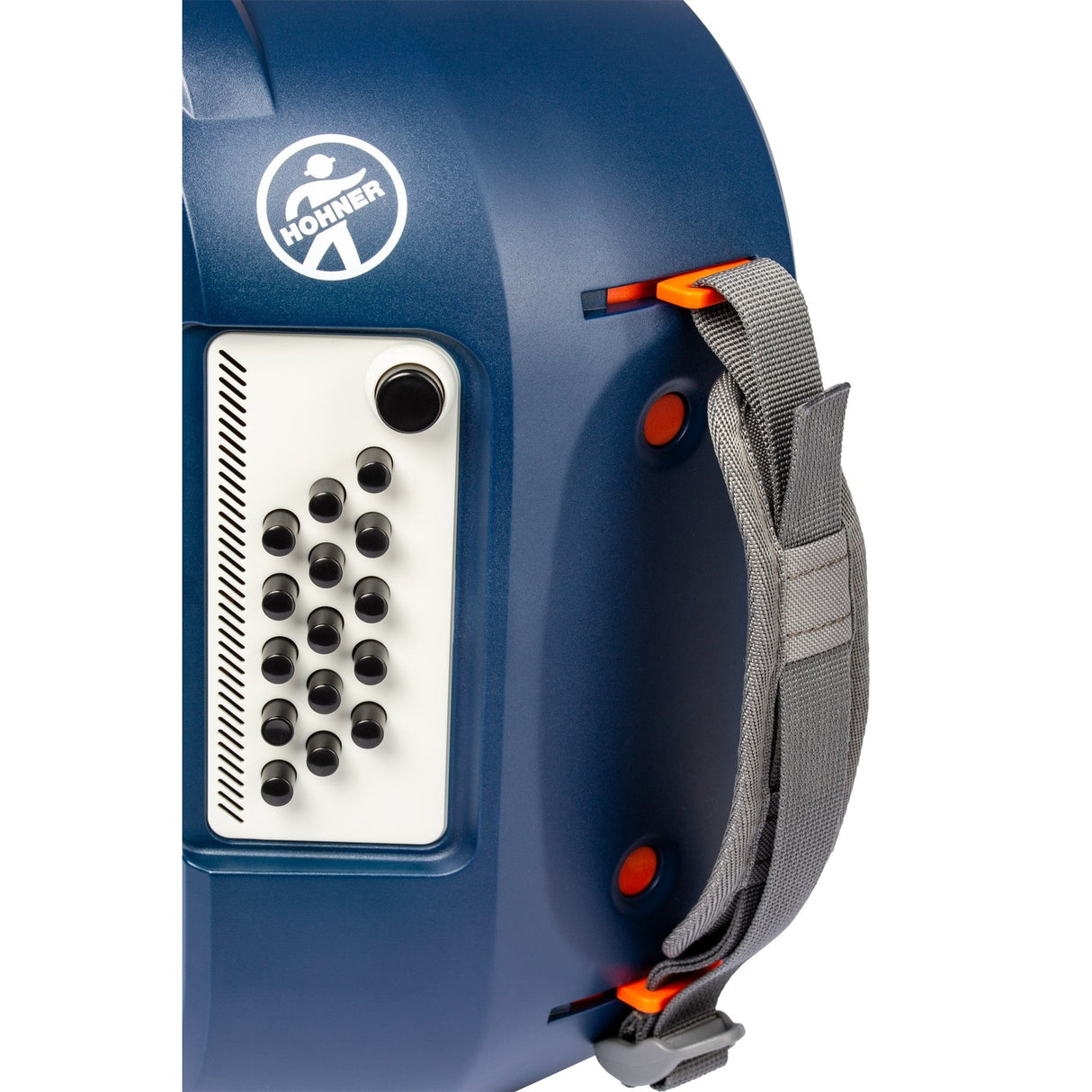 HOHNER A2901 XS Accordeon – 21 toetsen en 15 basssen, Blauw-Oranje, met gigbag en draagband voor kinderen