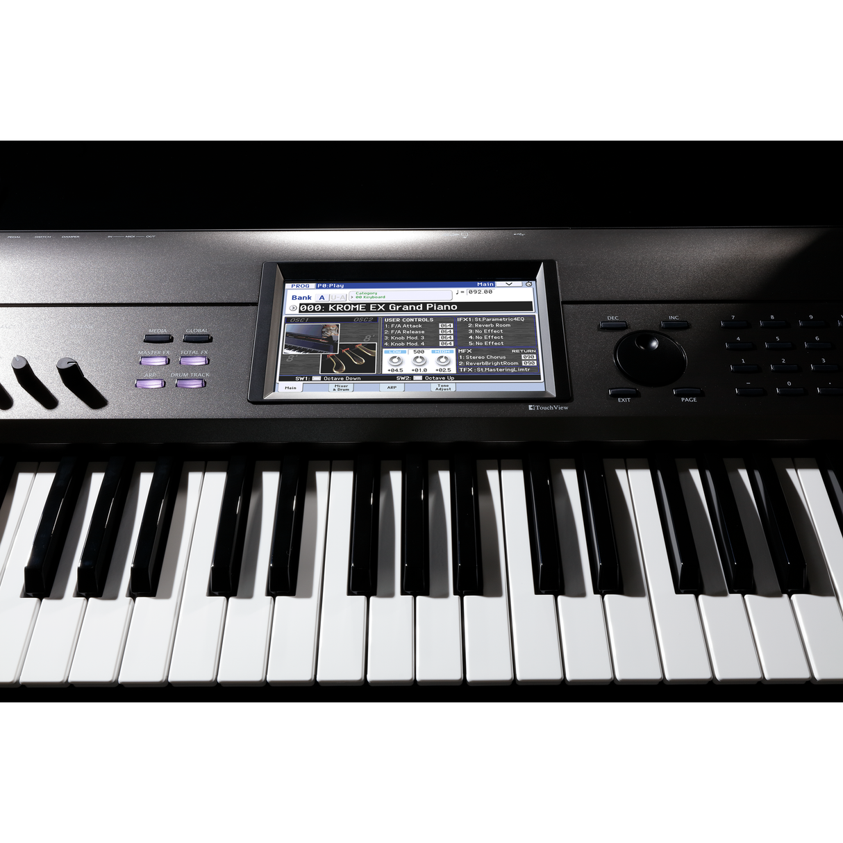 KORG KROME EX 88 Synthesizer – 88 gewogen toetsen, uitgebreide EDM-soundset, USB, grijs-metallic