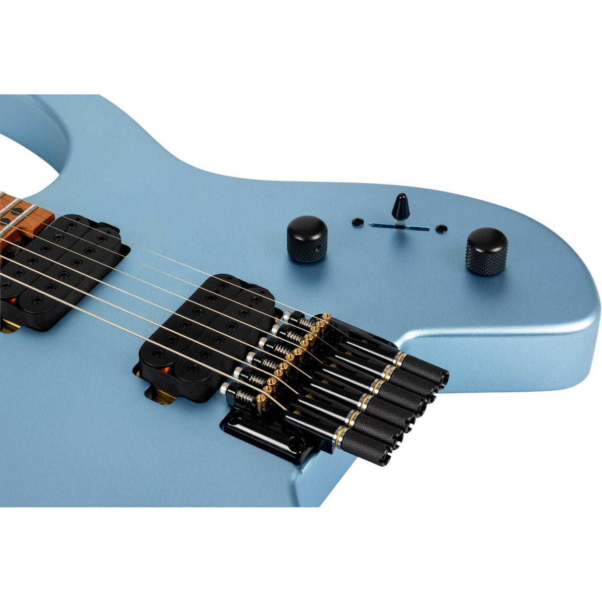 Spira S-400 MPB Headless S-Style Elektrische Gitaar HH Villain Humbuckers Roasted Poplar Satin Blue